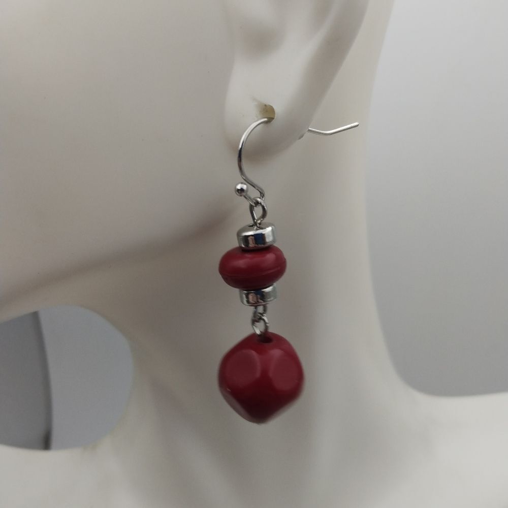 Cherry beaded‎ drop dangle earrings
